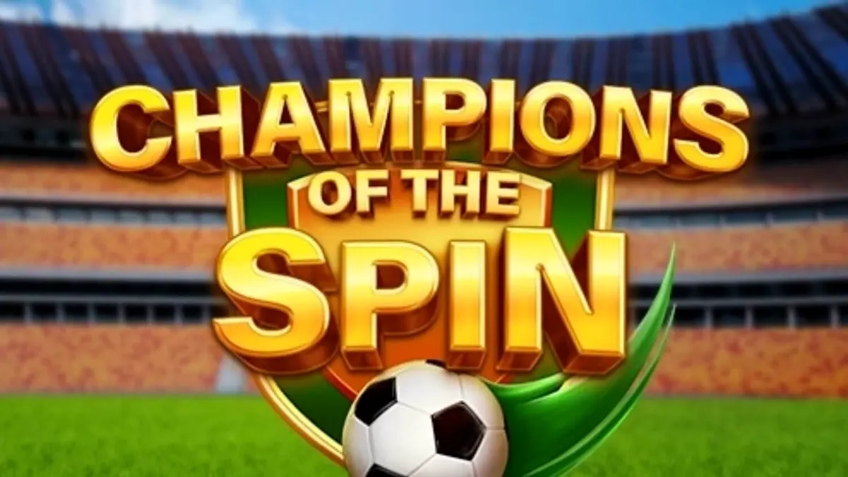Interface do jogo Champion of The Spin com tema de estádio de futebol